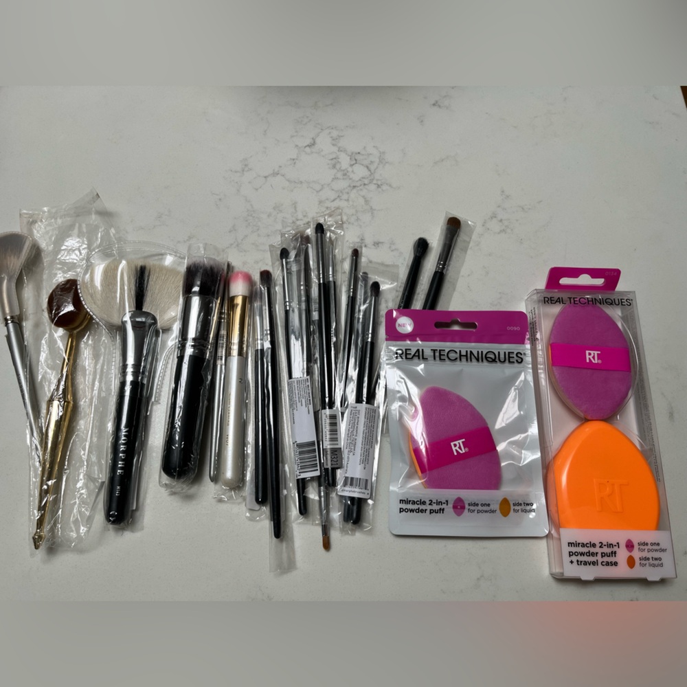 Morphe Makeup Brush Set with Black and Silver Handles